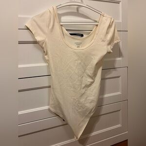 American Eagle Outfitters Beige Ribbed Bodysuit